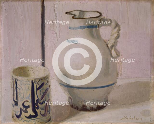 Pink Still Life With Jug, 1935-36. Creator: William Nicholson.