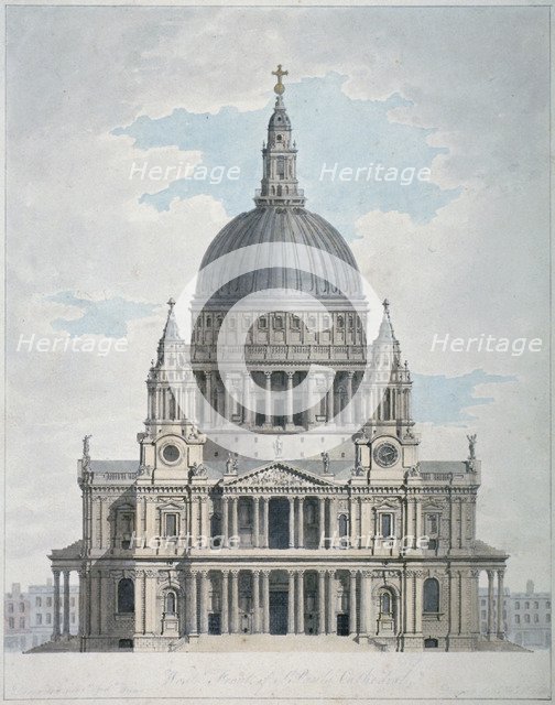 West front of St Paul's Cathedral, City of London, 1780. Artist: Thomas Malton II