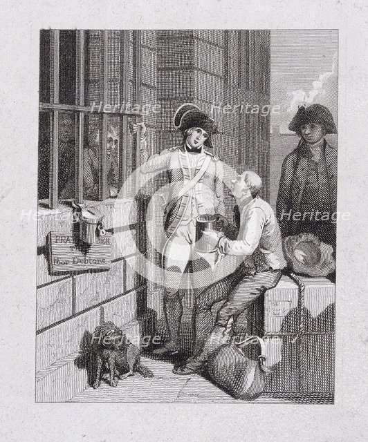 'A whistling shop : Tom & Jerry visiting Logic, on board the Fleet', Fleet Prison, London, 1821. Artist: George Cruikshank