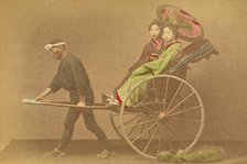 Jinrikisha Carrying Two Japanese Ladies, 1897. Creator: Ogawa Kazumasa.