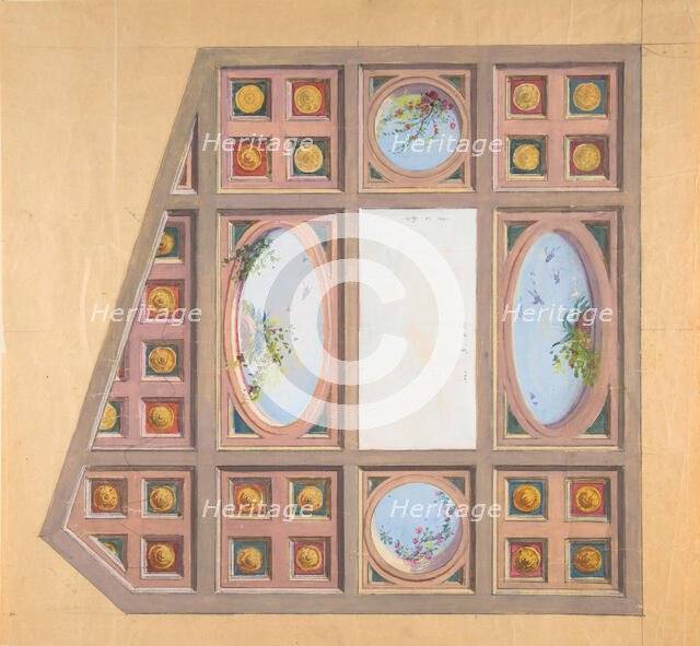 Design for a ceiling decoration, 19th century. Creator: Anon.
