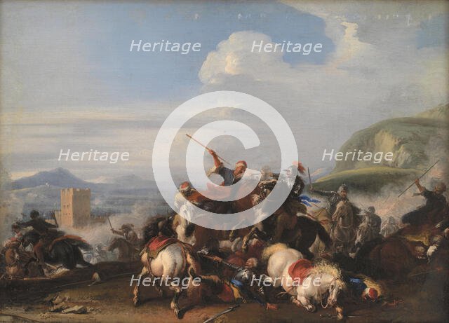 Battle Scene with Turkish Cavalry, 1636-1675. Creator: Jacques Courtois.