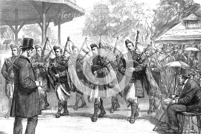 'The Military Exhibition - The Pipers of the Argyll and Sutherland Highlanders Parading, 1890 Creator: Unknown.