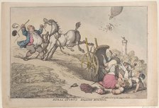 Rural Sports: Balloon Hunting, October 25, 1811., October 25, 1811. Creator: Thomas Rowlandson.