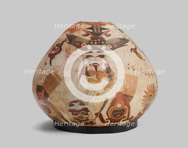 Container Depicting Warriors, Rulers, and Winged Beings with Trophy Heads, 180 B.C./A.D. 500. Creator: Unknown.