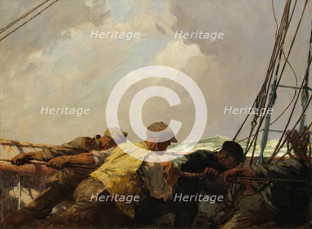 Hauling the Mainsail, 1933. Creator: Arthur Briscoe.