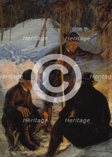 Lumberjacks around a Campfire, 1893. Creator: Pekka Halonen.