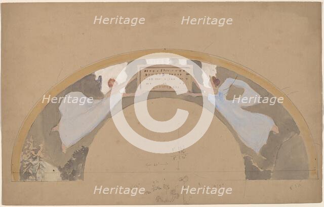 Study of Two Female Figures in Arched Border, 1890/1897. Creator: Charles Sprague Pearce.