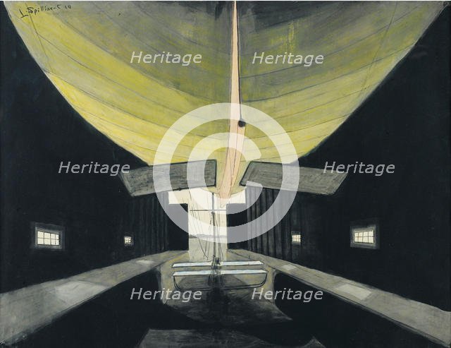 Airship in the hangar, 1910.