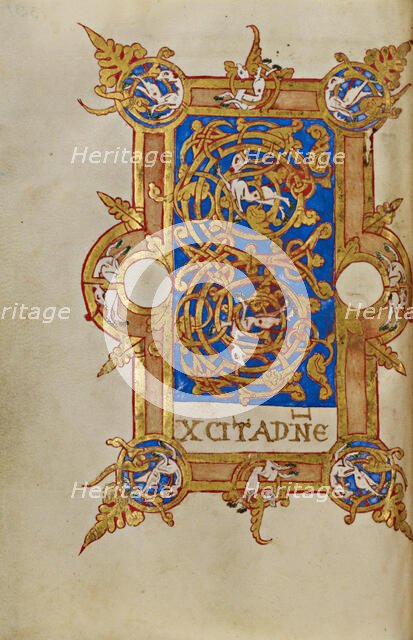 Inhabited Initial E; Breviary, 1153. Creator: Unknown.