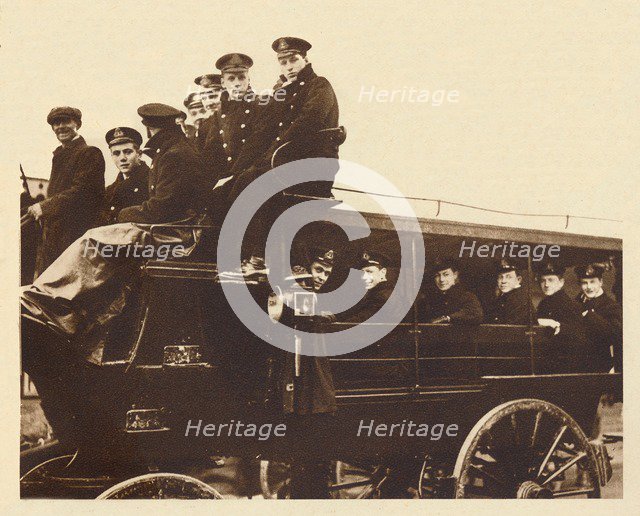 'Prince Albert, arrives at Devonport to board the cruiser Cumberland', 1913, (1937) Artist: Unknown.
