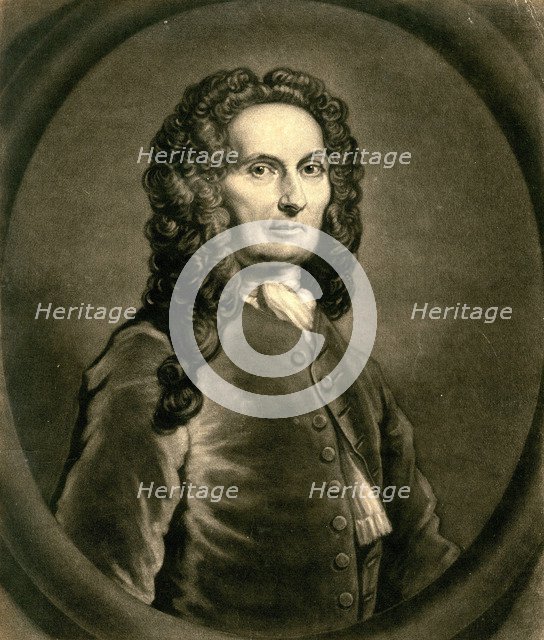 Portrait of French mathematician Abraham de Moivre (1667-1754), 1736. Artist: Faber, John (c. 1695-1756)