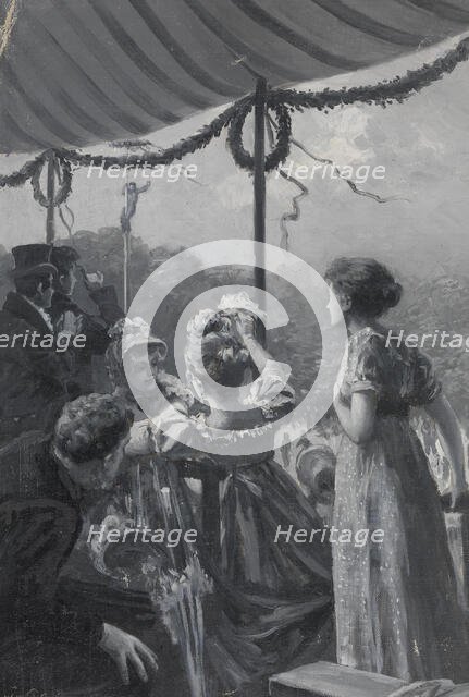 Illustration for Henrik Wergeland, The English Pilot"... she wishes, he will win..., probably 1894. Creator: Wilhelm Peters.