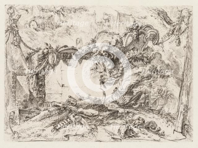 Groteschi: Ruins with Skulls and a Smoking Vase, ca. 1745-50. Creator: Giovanni Battista Piranesi (Italian, 1720-1778).