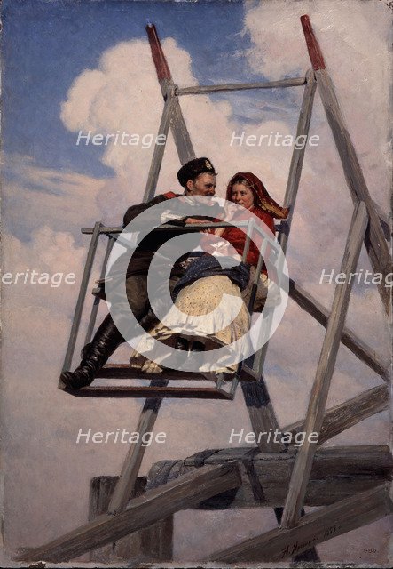 On the Swing, 1888. Artist: Yaroshenko, Nikolai Alexandrovich (1846-1898)