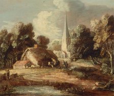 Landscape with cottage and church, between 1771 and 1772. Creator: Thomas Gainsborough.