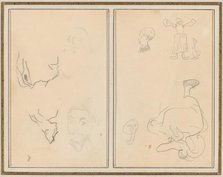 Head of a Man with a Study of His Back; Various Sketches with a Peasant...[recto], 1884-1888. Creator: Paul Gauguin.