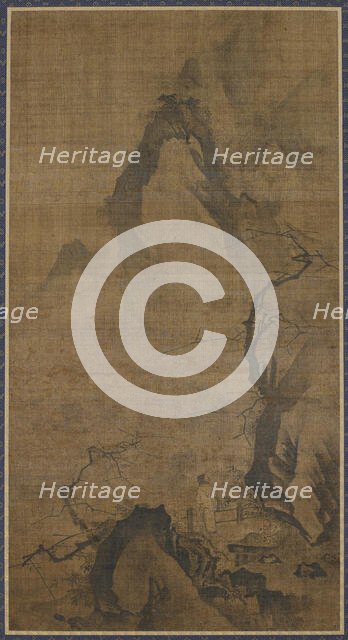 Landscape: mountain and water; a figure under a plum tree, 16th-early 17th century. Creator: Unknown.