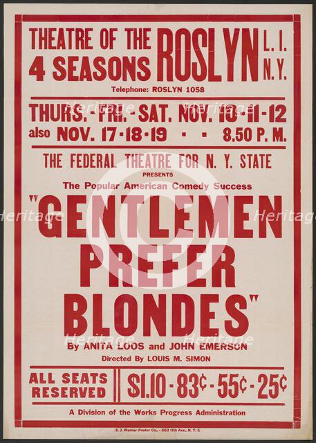 Gentlemen Prefer Blondes, Roslyn, NY, 1938. Creator: Unknown.