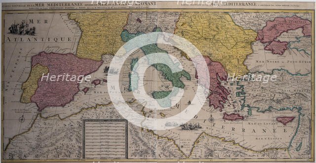 Marine chart of the eastern part of the Mediterranean Sea with the entire African coast..., 17th cen Creator: Sanson, Nicolás (1600-1667) .