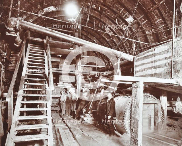 Bulkhead to retain compressed air in the Rotherhithe Tunnel, London, October 1906. Artist: Unknown.