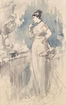 Lady in long dress, c1900. Creator: Franz von Persoglia.