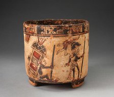 Tripod Vessel Depicting Monkey Hunters and Traders, A.D. 850/950. Creator: Unknown.