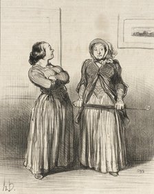 On dit que les jolies femmes sont...demandées.., 1851. Creator: Honore Daumier.