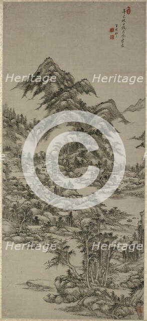 Landscape after Huang Gongwang, Qing Dynasty (1644-1911); dated 1701. Creator: Wang Yuanqi.