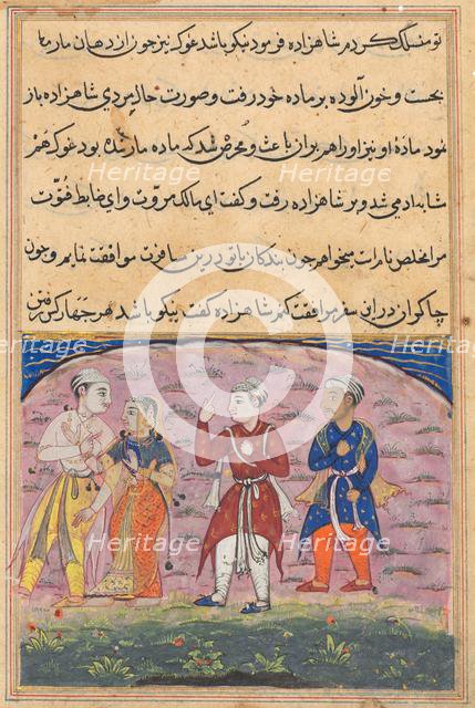 Page from Tales of a Parrot (Tuti-nama): Eighteenth night: The prince..., c. 1560. Creator: Unknown.
