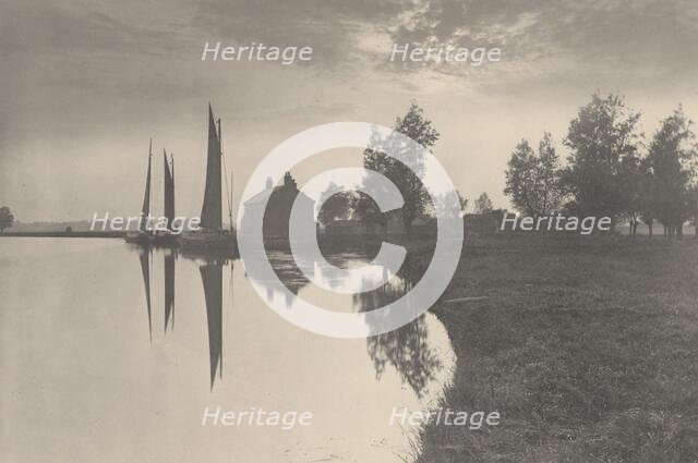 Cantley: Wherries Waiting for the Turn of the Tide, 1886. Creator: Dr Peter Henry Emerson.