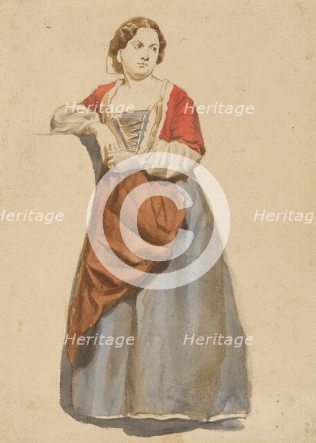 Standing woman in Albanian costume, 1851-1853. Creator: Vojtech Klimkovic.
