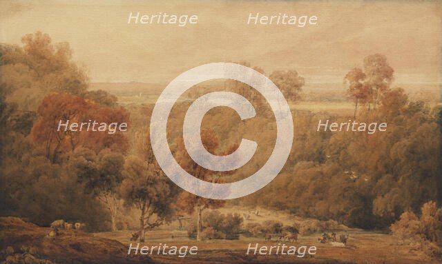 An Extensive Wooded Landscape With Cattle In The Foreground, early 19th century. Creator: Amelia Long.