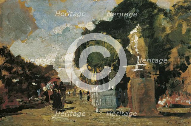 From the Tuileries - sunny day, 1883.  Creator: Tina Blau.