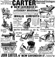 Advertisement for Carter's invalid comforts, 1898. Creator: Unknown.