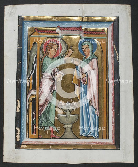 Manuscript Leaf with the Annunciation, from a Psalter , mid-13th century. Creator: Unknown.