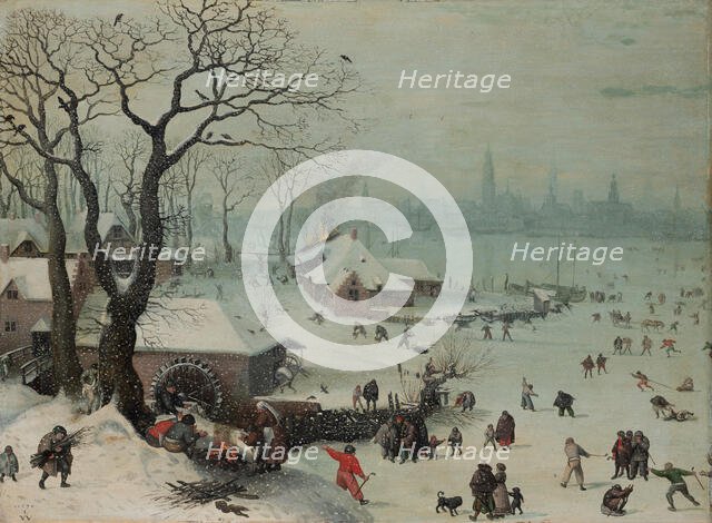 Winter Landscape with Snowfall near Antwerp, 1575. Creator: Lucas van Valckenborch.