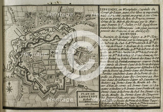 Map of Lippstadt (Germany), 1757-1758 (1765). Creator: Jean de Beaurain.