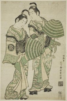 The Actors Onoe Kikugoro I and Sanogawa Ichimatsu I dressed as mendicant monks..., c. 1749. Creator: Ishikawa Toyonobu.