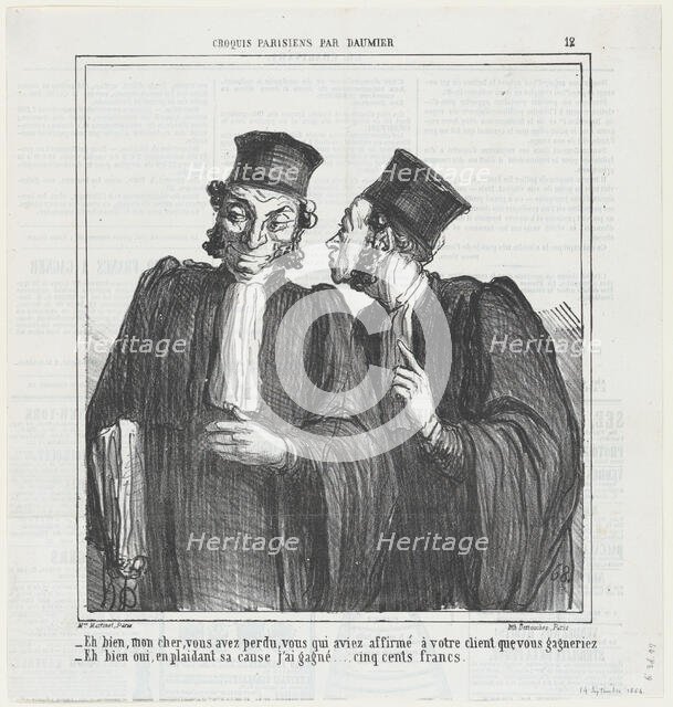 Eh bien, mon cher, vous avez perdu..., 1864. Creator: Honore Daumier.