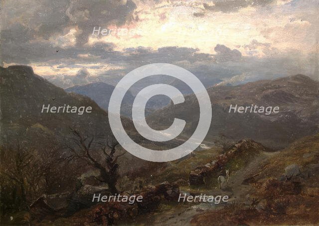 View of Mountains in Wales, Started 1862, ended 1864. Creator: Hans Gude.
