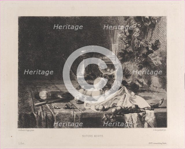 Nature Morte, after Abraham van Calraet, 1873. Creator: Jules-Ferdinand Jacquemart.