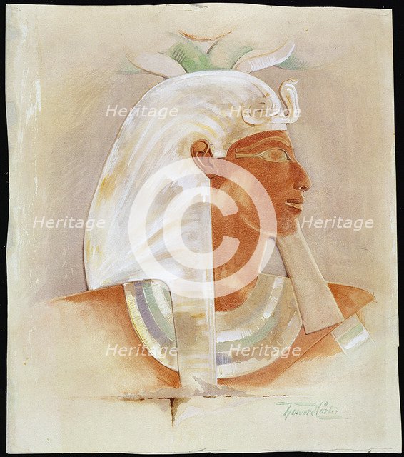 Head of the Ancient Egyptian Queen Makare Hatshepsut, (c early 20th century). Artist: Howard Carter