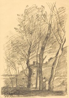 Reading Beneath the Trees (La Lecture sous les arbres), 1874. Creator: Jean-Baptiste-Camille Corot.