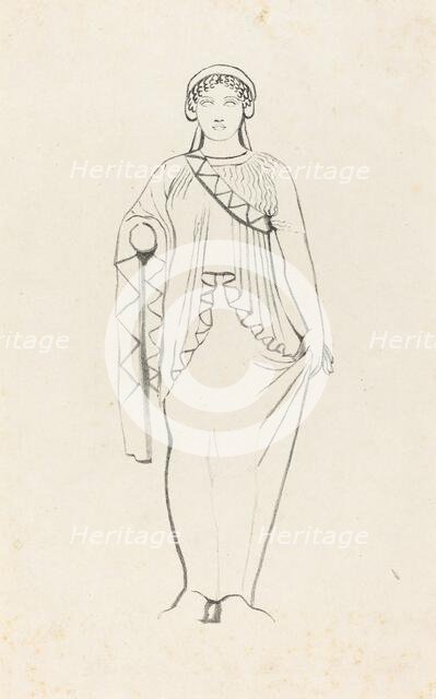 Statue on the Pediment over the West Front of a Temple at Egina, published 1829. Creator: W Walton.