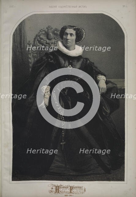 Portrait of actress Adelaide Ristori (1822-1906) as Mary Stuart, 1861. Creator: Timm, Wassili (George Wilhelm) (1820-1895).