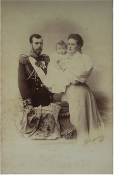 Portrait of Nicholas II of Russia with Alexandra Fyodorovna and Daughter Olga, 1895.