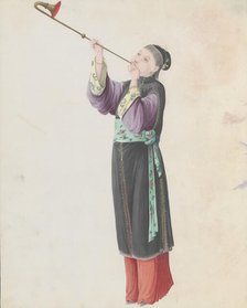 Watercolour of musician playing laba, late 18th century. Creator: Unknown.