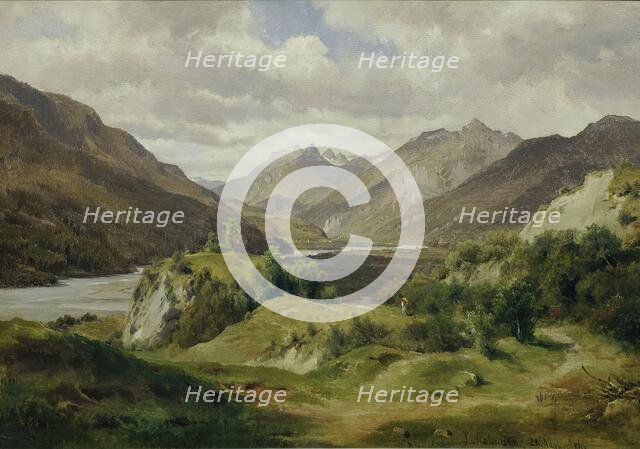 Valley with mountains, 1861. Creator: Ludwig Halauska.