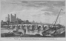 'View of Rochester Bridge with the Castle, &c', 1779. Creator: Unknown.